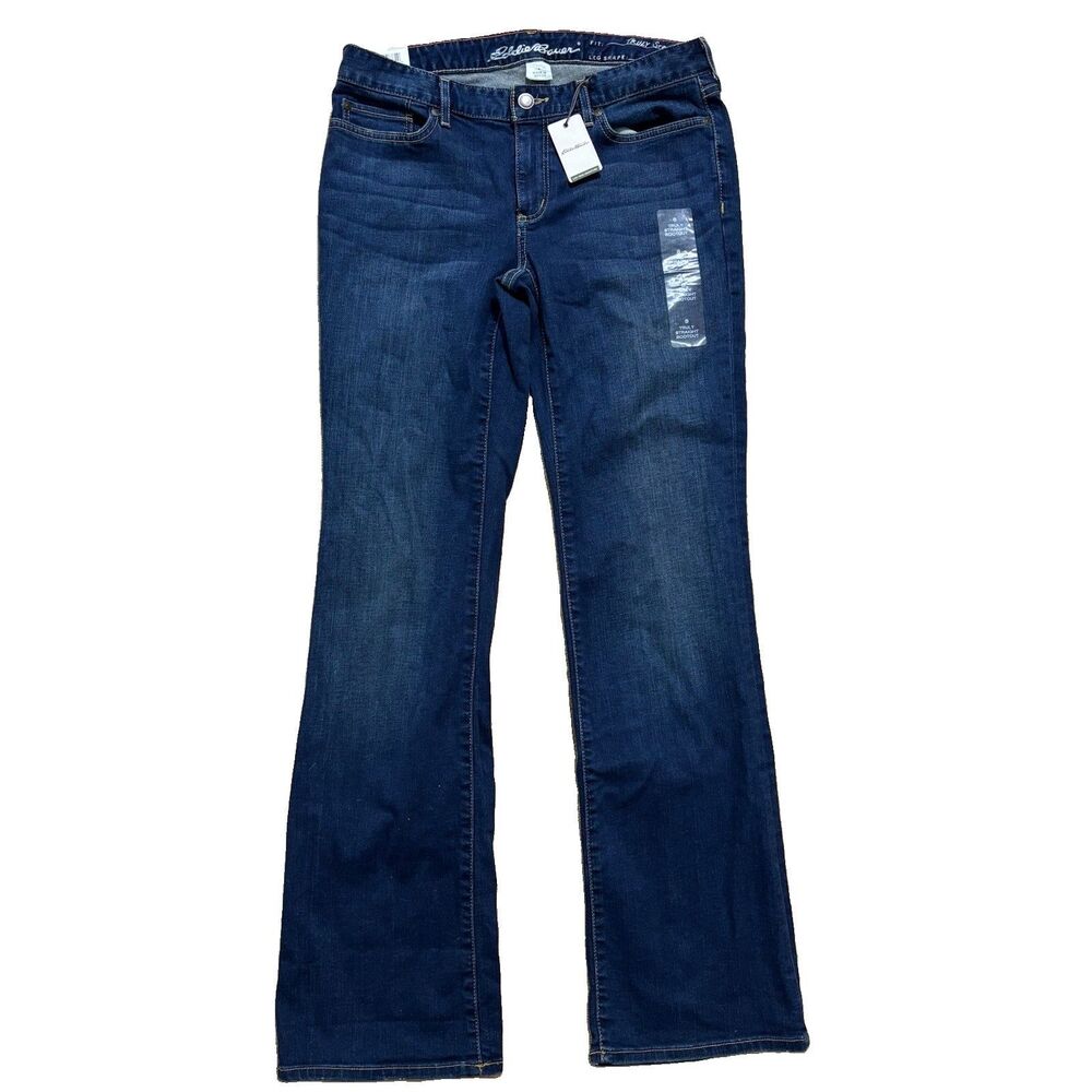 Eddie Bauer Truly Straight Boot Cut Jeans Women’s Sz 8 Blue Mid Rise 32x33 NWT